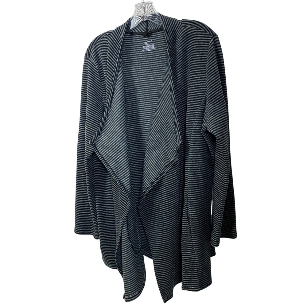 CUDDL DUDS  XL (18-20) Open Front Cardigan Waterfall Pockets ClimateRight Stripe